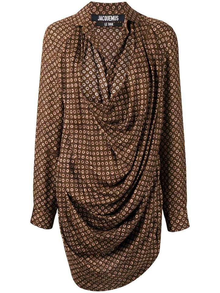 Jacquemus Draped Mini Shirt Dress - Brown