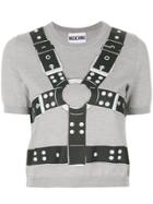 Moschino Harness Print Cropped Sweater - Grey