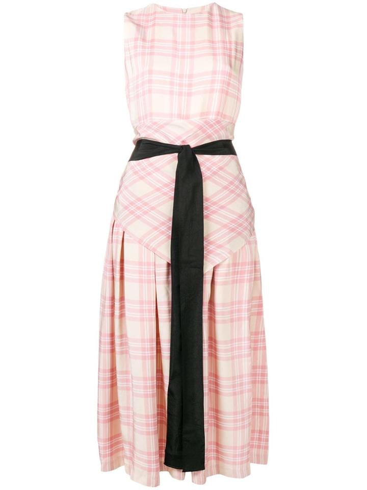 Sara Lanzi Checked Print Dress - Pink & Purple