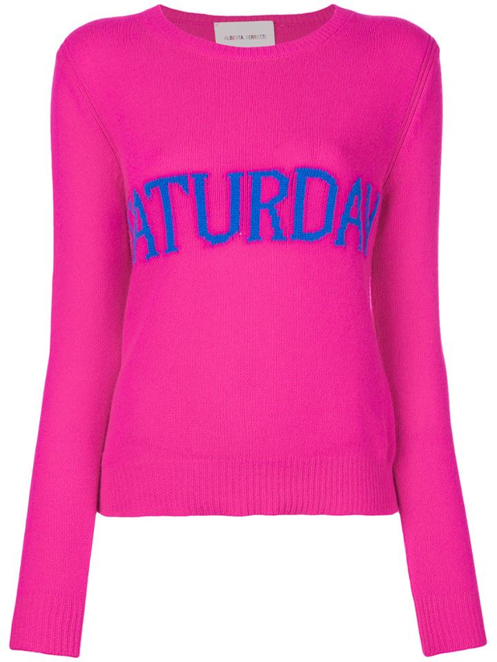 Alberta Ferretti Saturday Intarsia Jumper - Pink & Purple