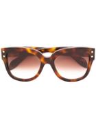 Alexander Mcqueen Round Frame Sunglasses, Women's, Size: 57, Brown, Acetate