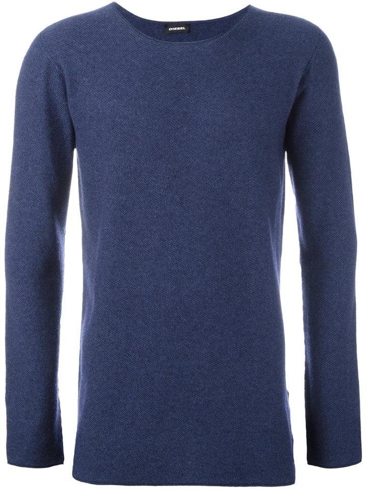 Diesel Crew Neck Jumper, Men's, Size: Medium, Blue, Nylon/rayon/cashmere/wool
