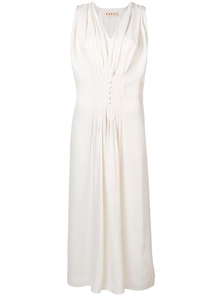 Marni Button Front Drawstring Dress - Neutrals