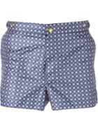 Eleventy Floral Print Swim Trunks, Men's, Size: S, Blue, Polyester