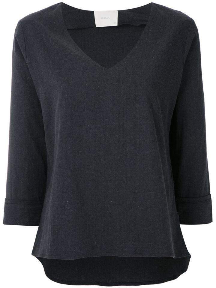 Framed Blusa Manga Longa Linen Framed - Black