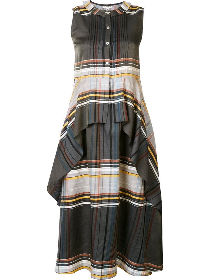 Suno Plaid Ruffled Shift Dress