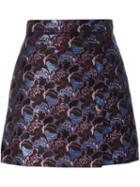 Msgm Jacquard Straight Short Skirt, Women's, Size: 42, Blue, Polyester