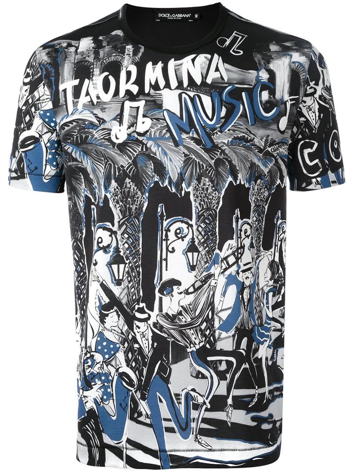 Dolce & Gabbana Taormina Music Print T-shirt, Men's, Size: 54, Cotton