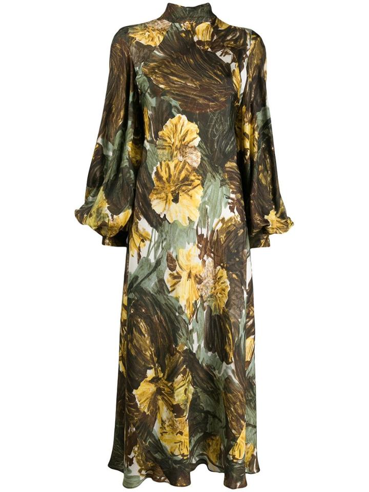 Erika Cavallini Floral Print Flared Dress - Green