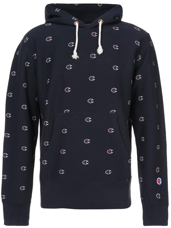 Champion Logo Printed Hoodie - Blue