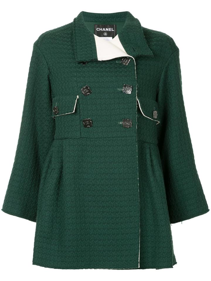 Chanel Vintage Double Breasted Flared Coat - Green
