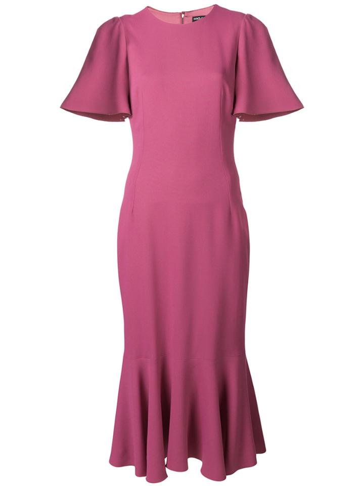 Dolce & Gabbana Ruffle Trim Dress - Pink & Purple