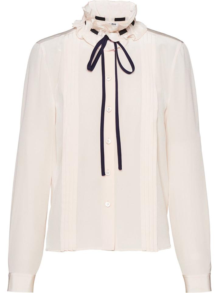 Miu Miu Tied Collar Blouse - White