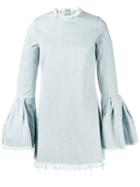Marques'almeida - Denim Bell Sleeve Mini Dress - Women - Cotton - M, Blue, Cotton
