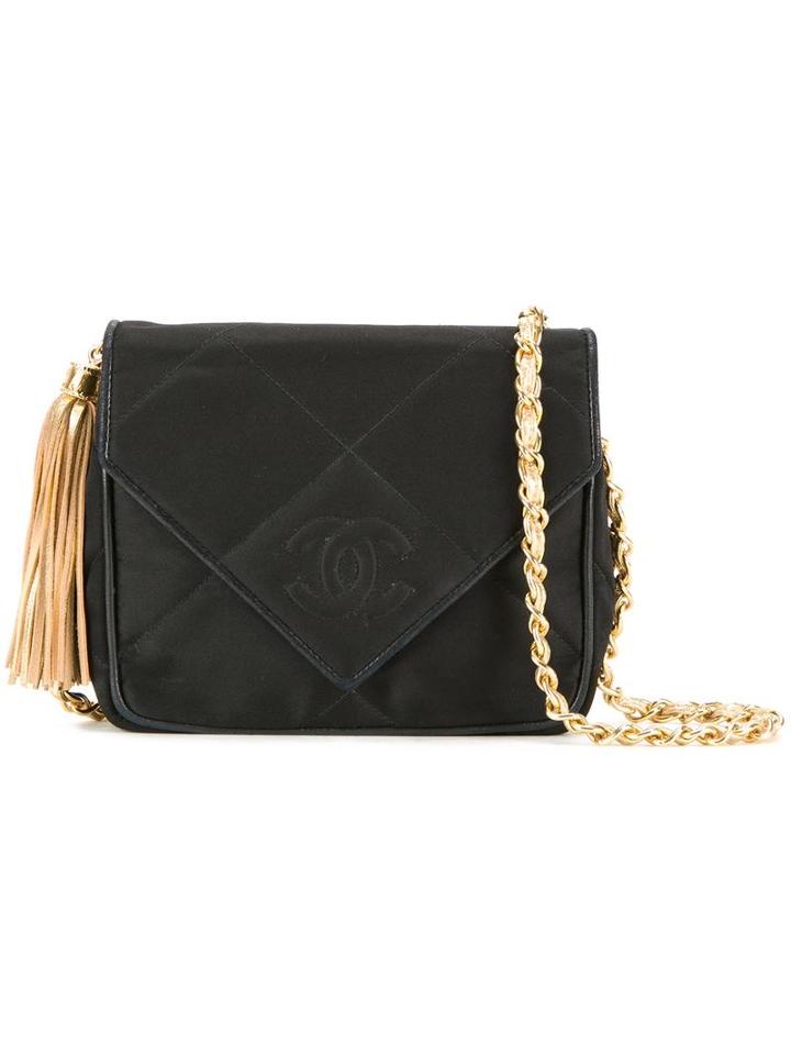 Chanel Vintage Tasseled Flap Shoulder Bag, Women's, Black