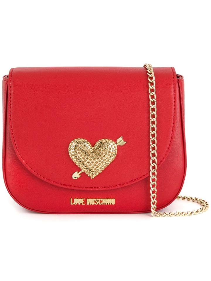 Love Moschino Embellished Heart Shoulder Bag - Red