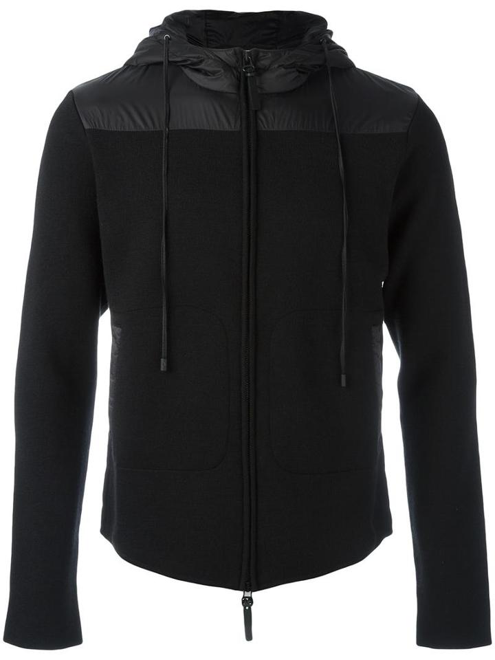 Emporio Armani Padded Hood Jacket, Men's, Size: 54, Black, Acrylic/polyamide/polyester/wool