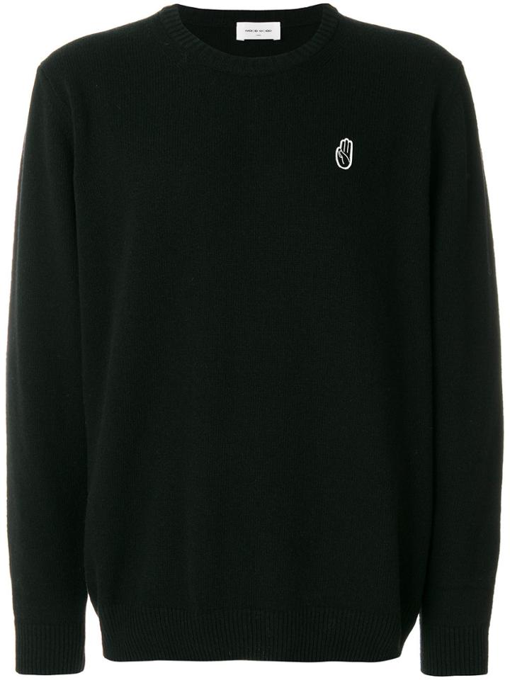 Wood Wood Embroidered Chest Patch Sweater - Black