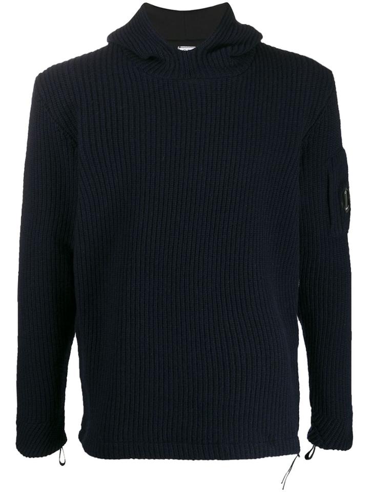 Cp Company Ribbed Hoodie - Blue