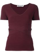 T By Alexander Wang Ribbed Scoop Neck Top - Red