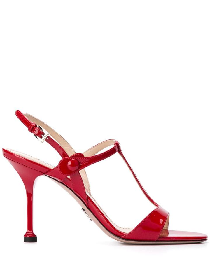 Prada Slingback Stiletto Sandals - Red