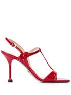 Prada Slingback Stiletto Sandals - Red