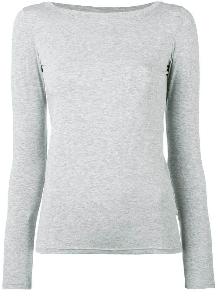 Eleventy - Round Neck Top - Women - Spandex/elastane/modal - L, Grey, Spandex/elastane/modal