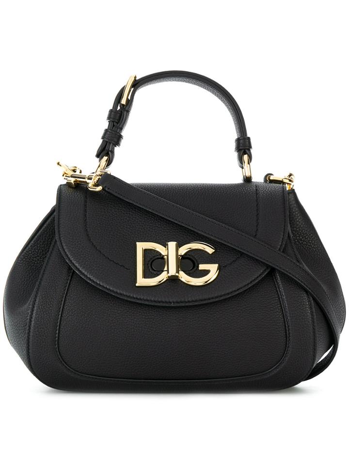 Dolce & Gabbana Twist Logo Plaque Tote - Black