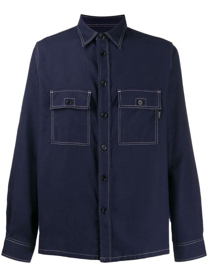 Ps Paul Smith Contrast Stitch Shirt - Blue