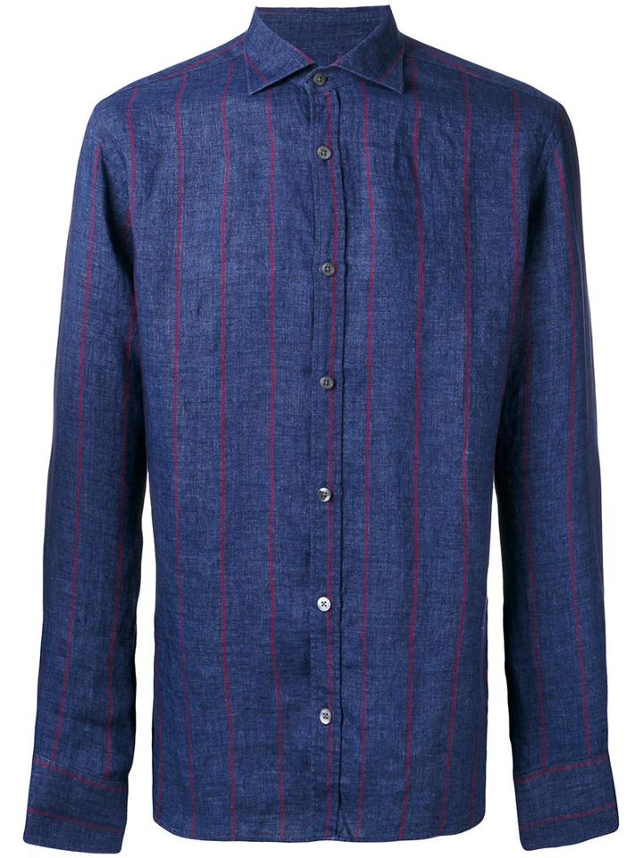 Danolis Striped Shirt, Men's, Size: 44, Blue, Linen/flax