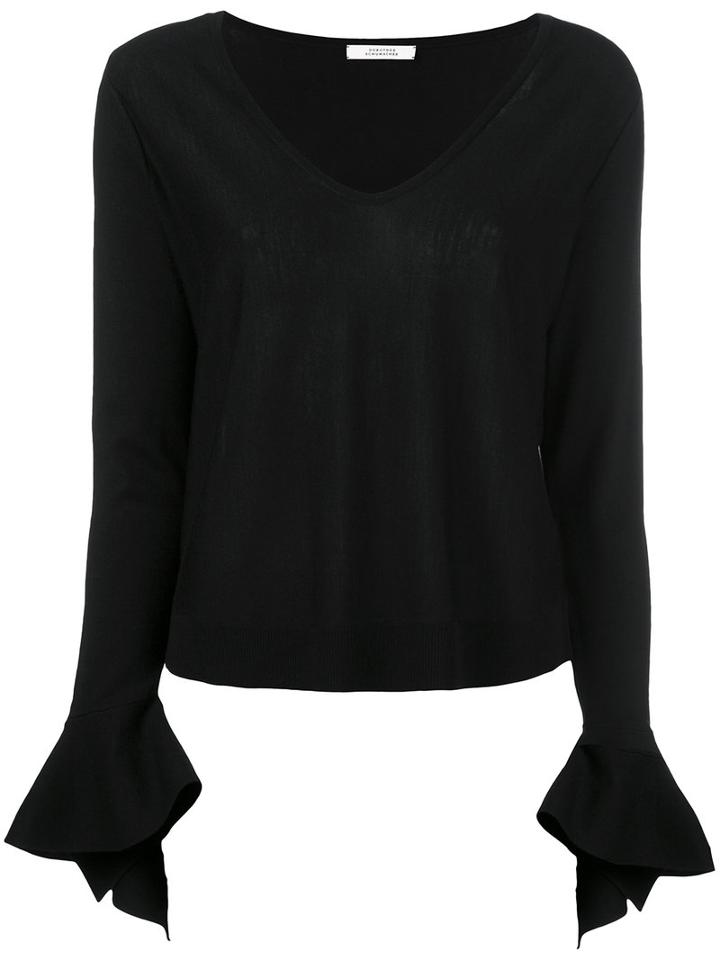 Dorothee Schumacher - Flared Sleeve Top - Women - Wool - 1, Black, Wool