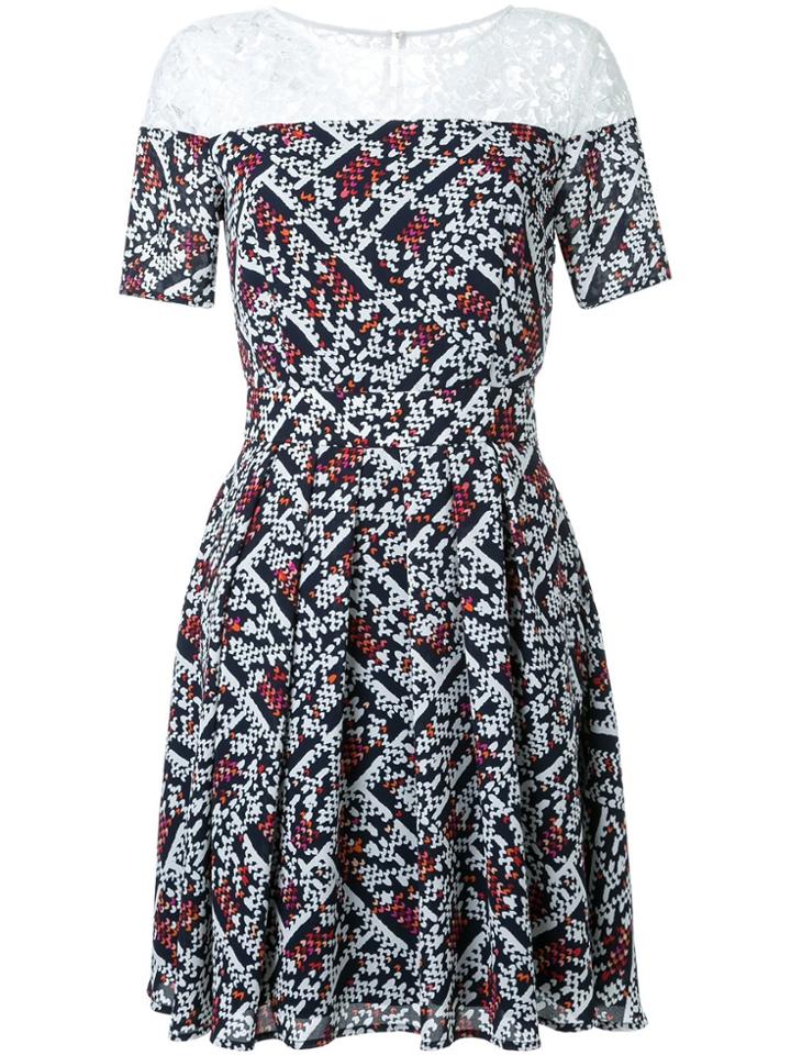 Loveless Lace Insert Flared Dress - Blue