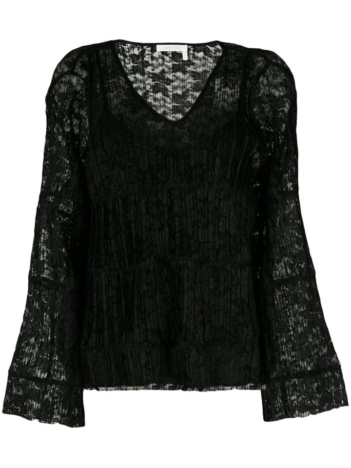 See By Chloé Lace V-neck Blouse - Black