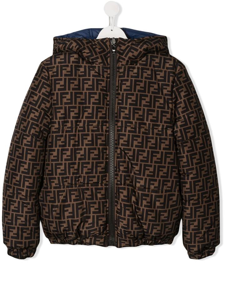 Fendi Kids Teen Ff Pattern Puffer Jacket - Green