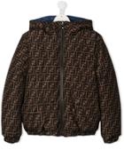 Fendi Kids Teen Ff Pattern Puffer Jacket - Green