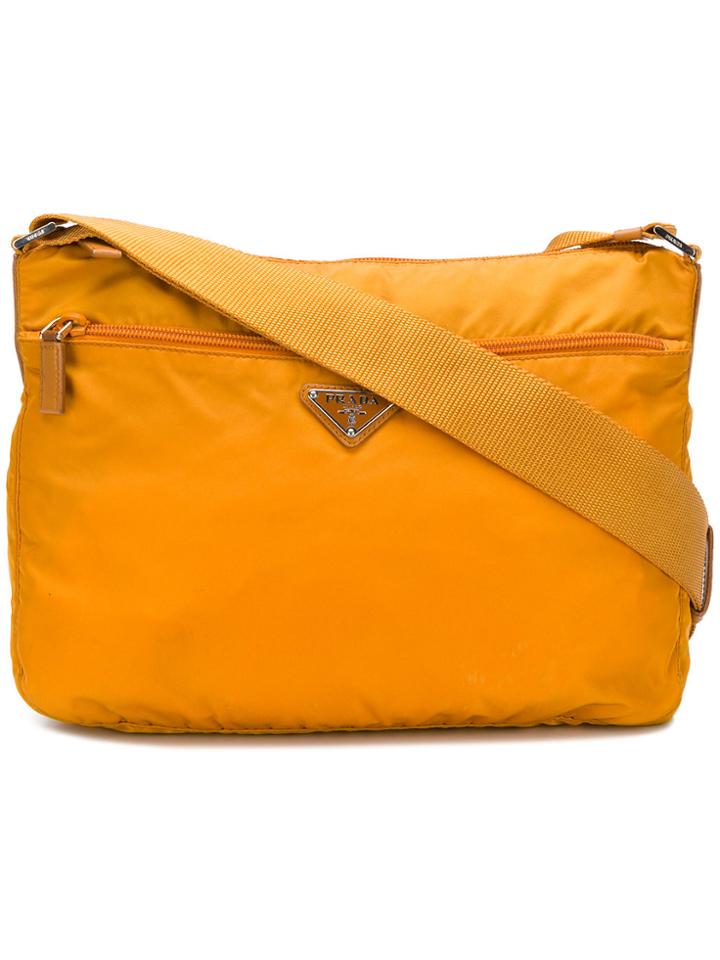 Prada Vintage Logo Plaque Shoulder Bag - Yellow & Orange