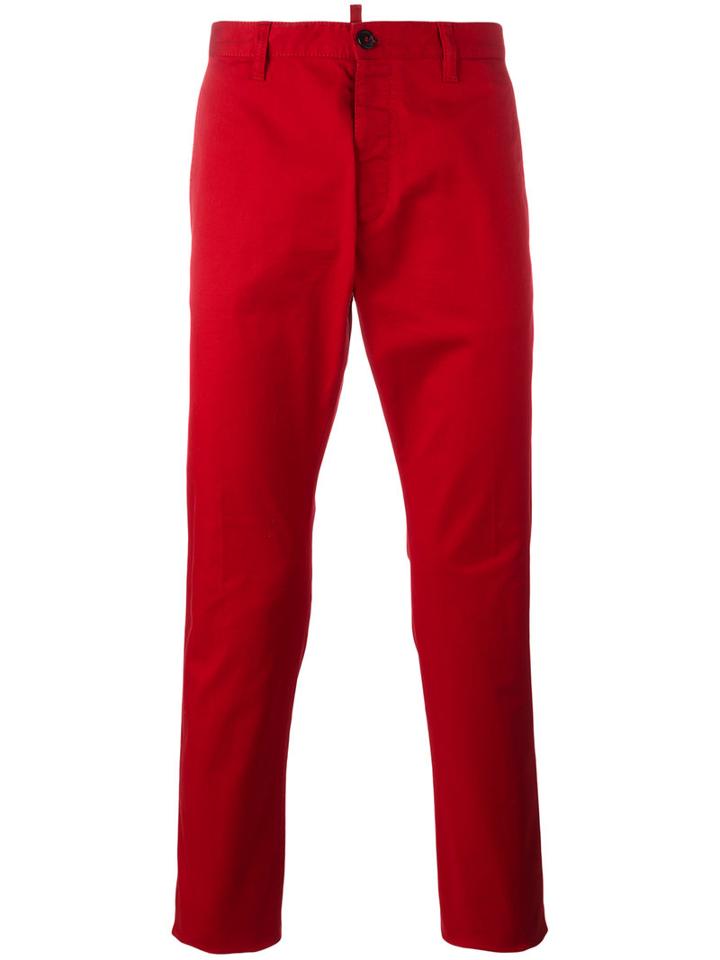Dsquared2 Classic Tapered Chinos, Men's, Size: 50, Red, Cotton/spandex/elastane