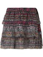 Iro - Snake-print Tiered Skirt - Women - Silk/cotton - 40, Pink/purple, Silk/cotton