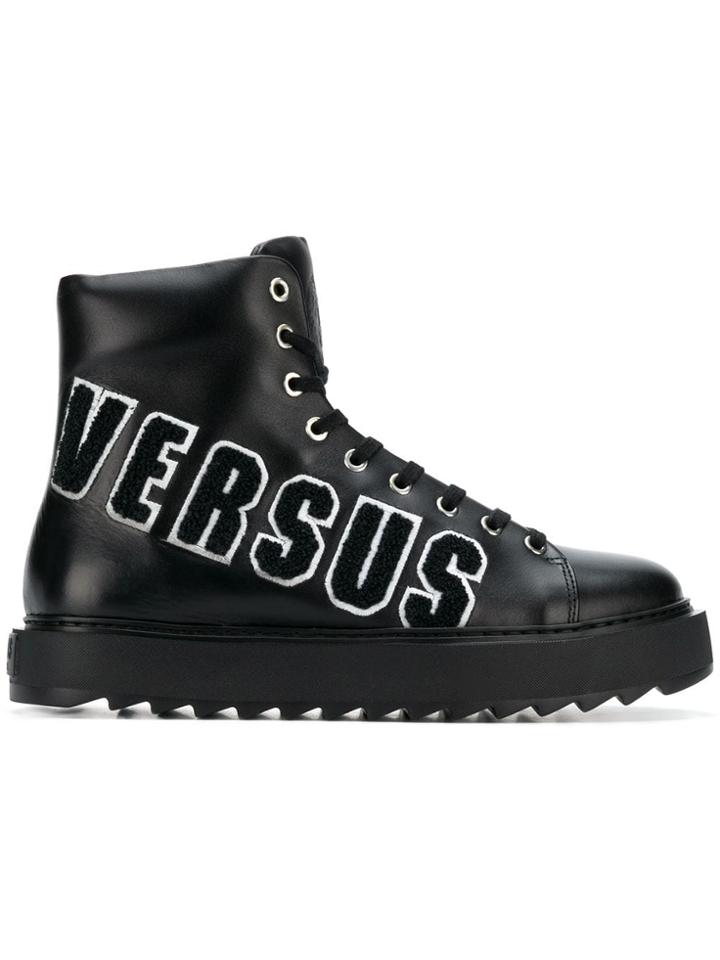 Versus Military Logo Boots - Black