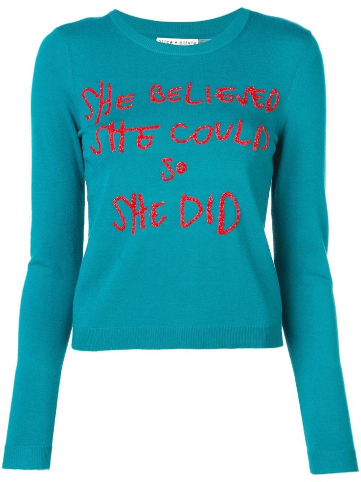 Alice+olivia Connie Crew Neck Jumper - Blue