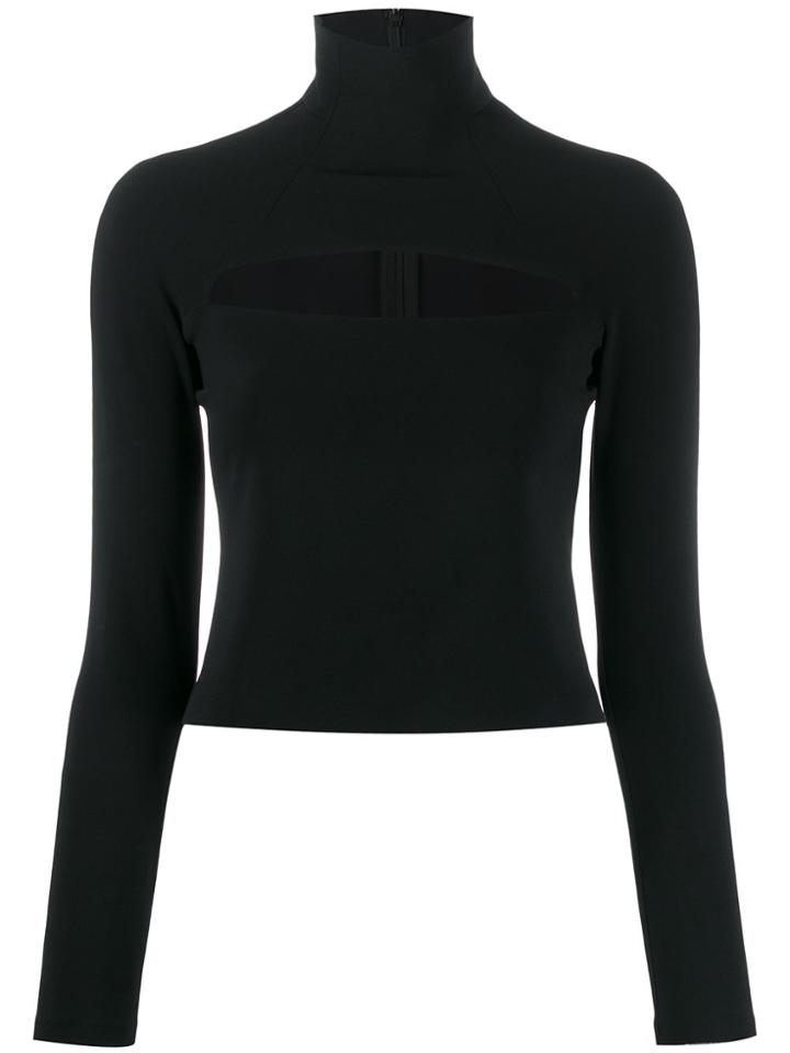 A.w.a.k.e. Mode Cut-out Detail Turtleneck Top - Black