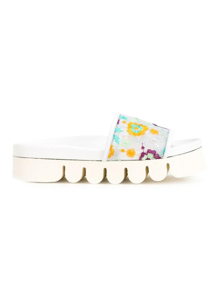 Joshua Sanders Floral Embroidered Flip Flops