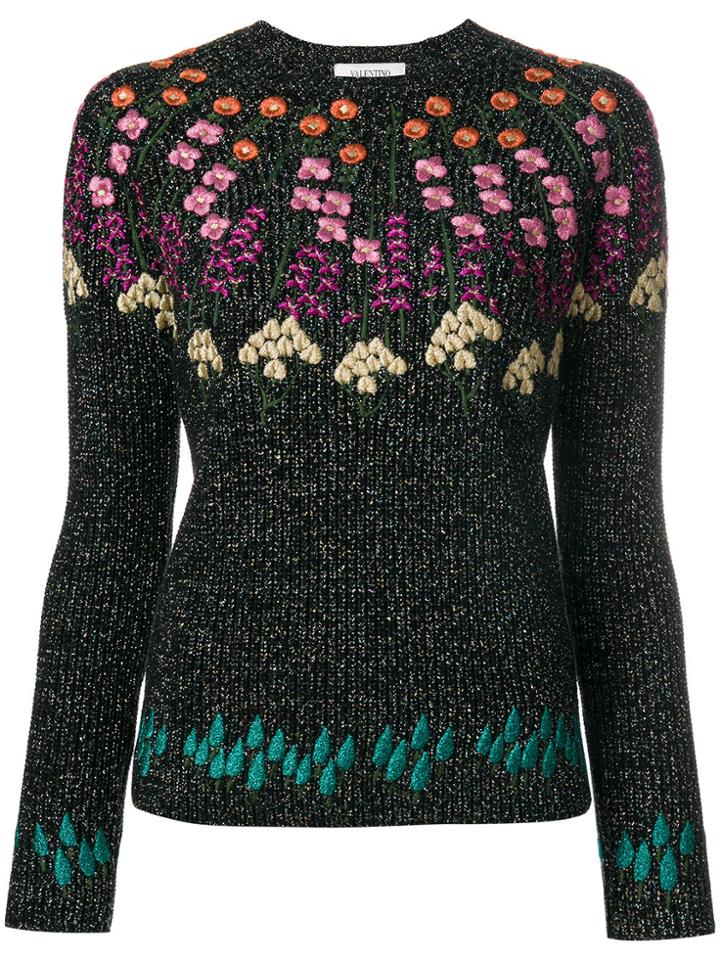 Valentino Valentino Garavani Floral Embroidered Jumper - Black