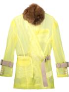 Sacai Sheer Belted Jacket, Women's, Size: 2, Yellow/orange, Cotton/nylon/polyester
