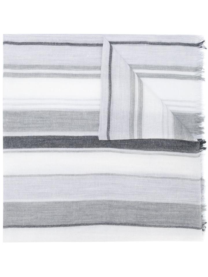 Salvatore Ferragamo Striped Frayed Scarf - Multicolour