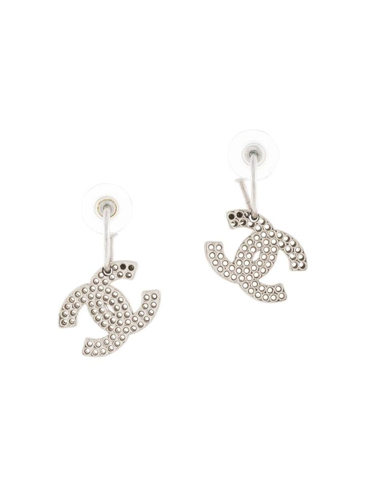 Chanel Pre-owned Swinging Cc Hoop Earrings - Silver