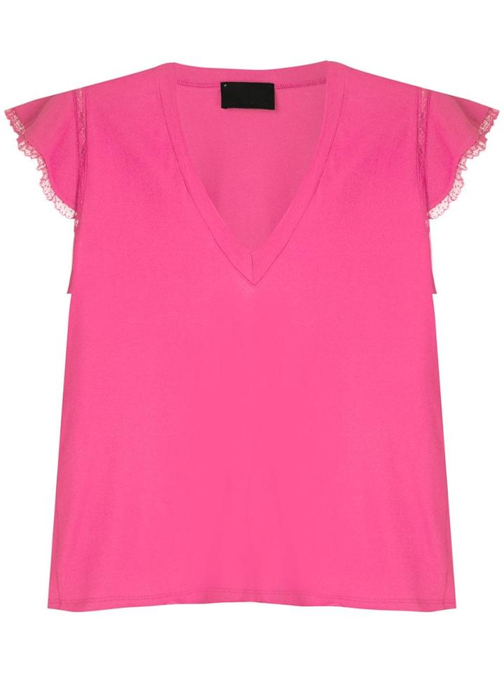 Andrea Bogosian Lace Appliqué Blouse - Pink