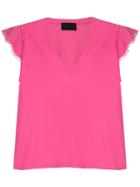 Andrea Bogosian Lace Appliqué Blouse - Pink
