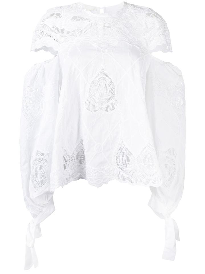 Jonathan Simkhai - Cut Out Detail Embroidered Smock Blouse - Women - Cotton - S, White, Cotton