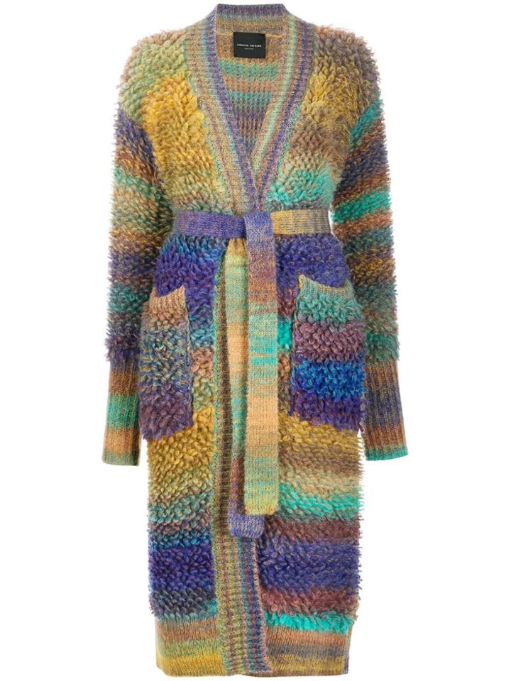 Roberto Collina Bouclé Wool Belted Cardigan - Green